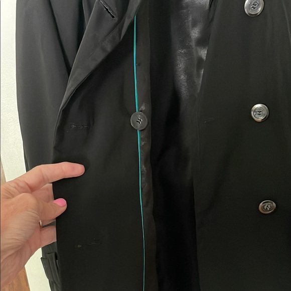 Calvin Klein Black Trench Coat with Structured Shoulders - Picture 5 of 7